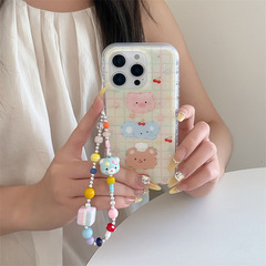 闪片星星格纹小动物链条适用iPhone16苹果15ProMax手机壳14新款女