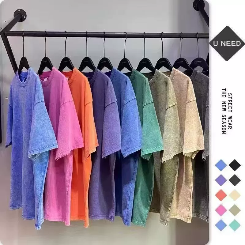 Американские ретро футболки из чистого хлопка с короткими рукавами, 250 г, для мужчин и женщин, модные брендовые свободные топы и нижние рубашки оптом