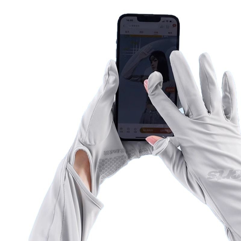 Mangas de brazo de conducción sueltas y largas en verano, guantes protectores solares, mangas de seda de hielo ultravioleta para mujeres, mangas delgadas para montar