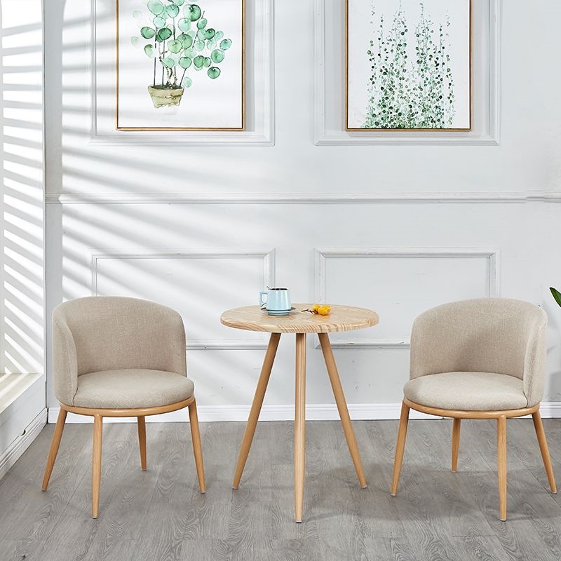 Mesa y silla de madera sólida nórdica, mesa de comedor redonda creativa, mesa de negociación moderna y simple.