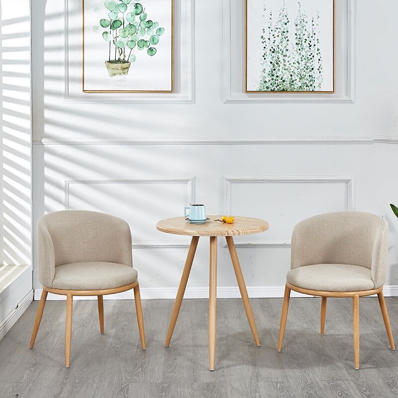 Nordic Imitation Solid Wood Table and Chair Set for Milk Tea Shop, Creative Round Leisure Dining Table, Modern Minimalist Small Apartment Meeting Table