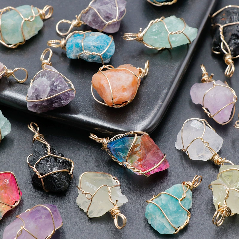 Natural water, crystal, pendant, natural ore, necklace, sweater, accessory, handmade, (Cross-border trading)