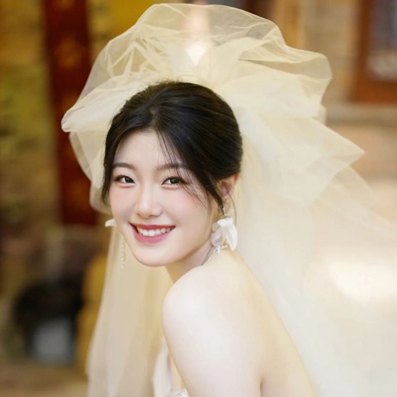韩国纱蓬松多层头纱新娘造型街拍婚纱影楼旅拍照头饰云朵蓬蓬头纱