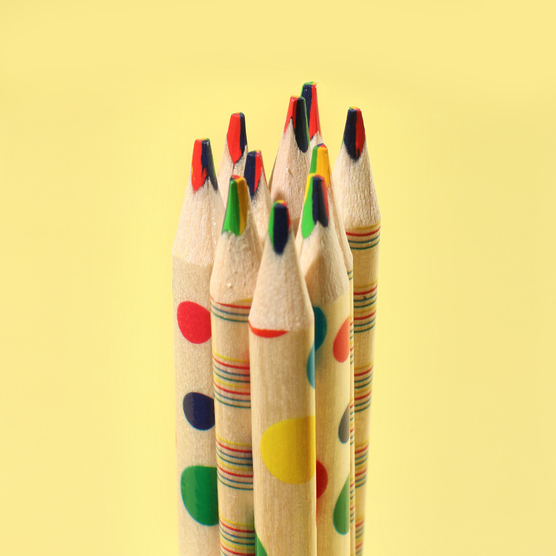 1 Set Color Block Class Learning Daily Wood Cute Pencil display picture 3