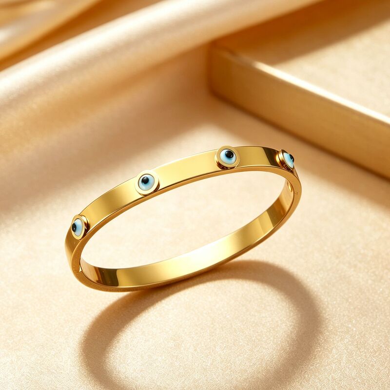 Evil Eye Titanium Bracelet High Quality Hand Polished Electroplated 18K Gold Vacuum Electroplated Bracelet for Women Evil Eye Titanium Bracelet High Quality Hand Polished Electroplated 18K Gold Vacuum Electroplated Bracelet for Women