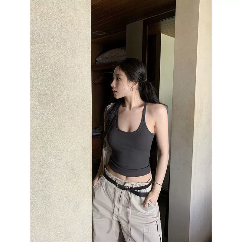 Fitted sexy short base body-friendly tank top sleevless