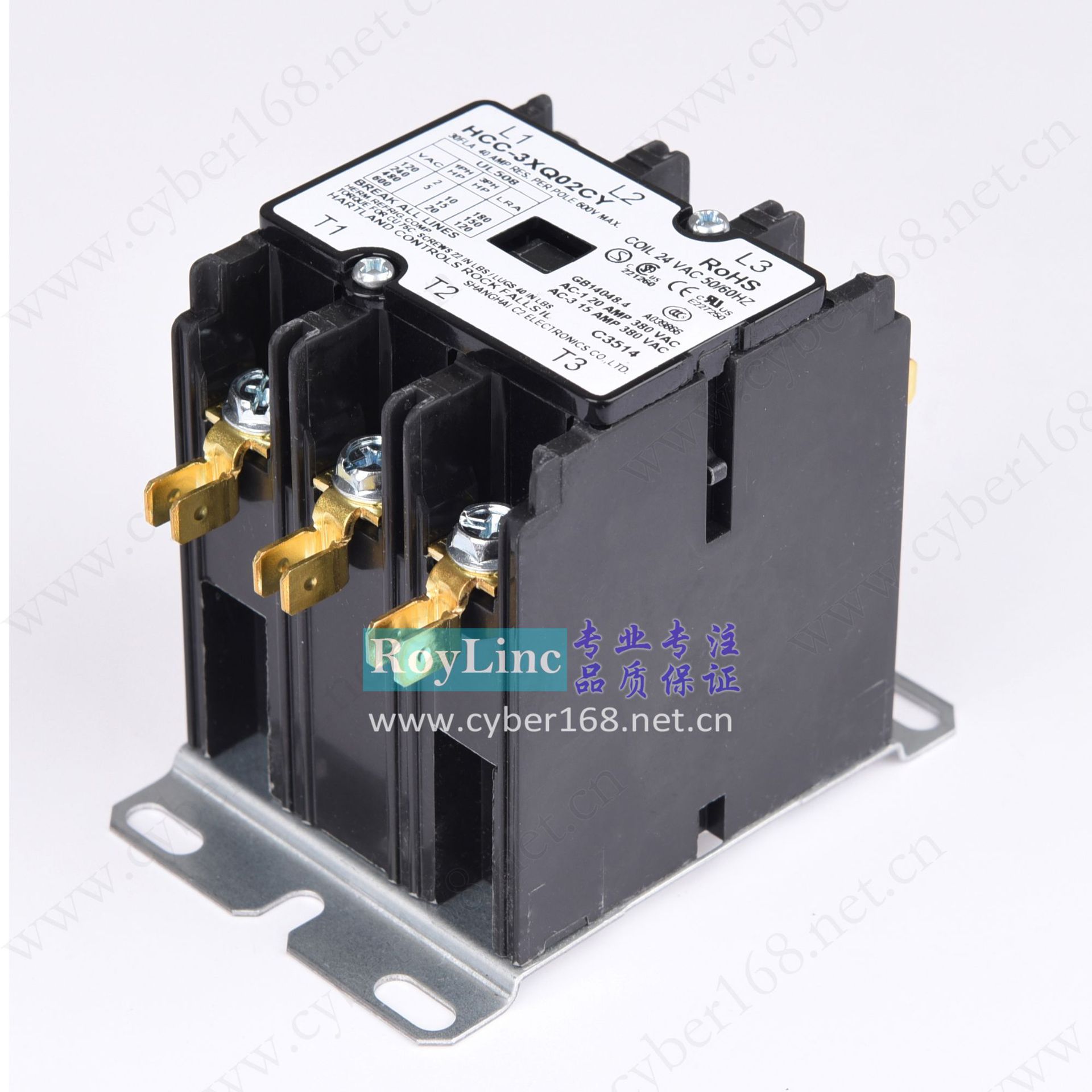24VAC 30A HCC-3XQ02CY Hartland Controls UL美式三相交流接触器