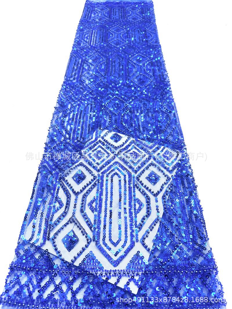 Oriente Medio Gaoding industria pesada bordada tela de brindis ropa de tela fábrica de venta directa de alta gama sequinilla bordada tela