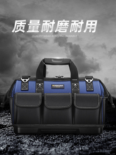 Durable and Versatile Electrician's Tool Bag with Thick Canvas and Wooden Features for Professional Use