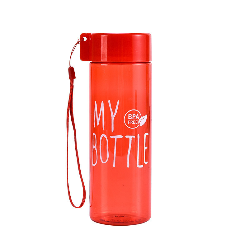 カラフルな水筒、シンプルな吊り下げ紐付きMY BOTTLE、カップカバー付き、透明で持ち運びやすい、汎用ジュースカップ、ギフトカップ|undefined