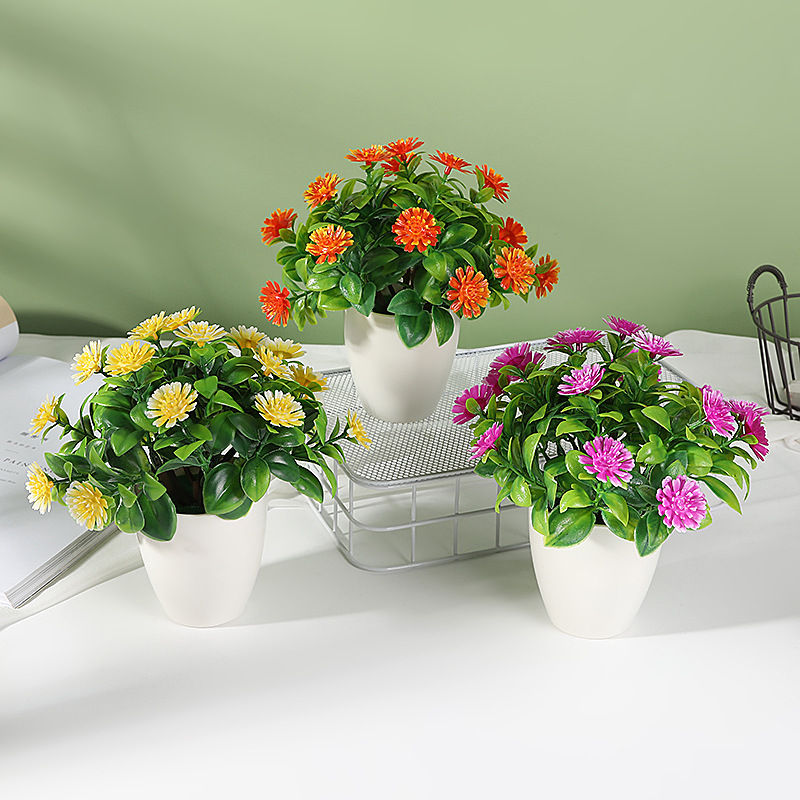 仿真18朵太陽菊盆栽客廳茶几假花擺件飾品攝影道具櫥窗造景擺設