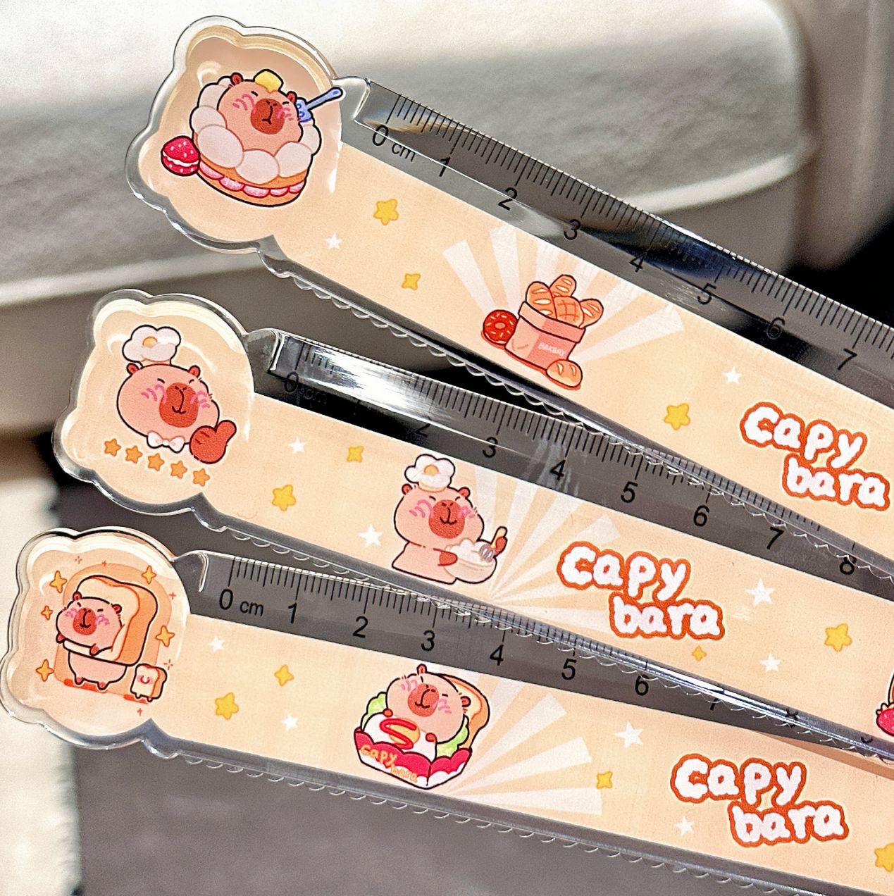 Capibara 15cm regla recta red de ondas regla de modelado pintura estudiantes de primaria para aprender artículos de papelería