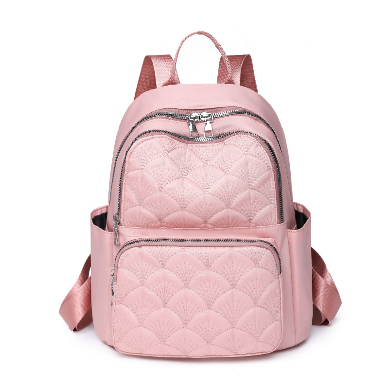 2023 nueva mochila de nailon para mujer coreana, mochila de viaje ligera al aire libre bordada de moda, mochila escolar para estudiantes de secundaria