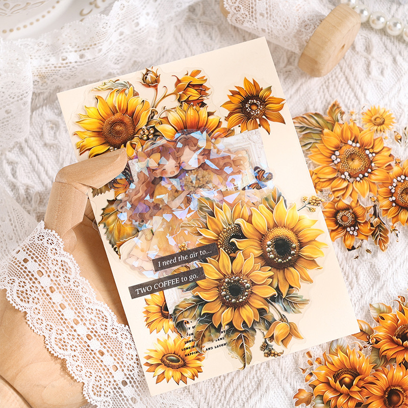 Flores en florecimiento transparentes pegatinas PET impermeables bolsas diy diario pegatinas decorativas pegatinas florales retro