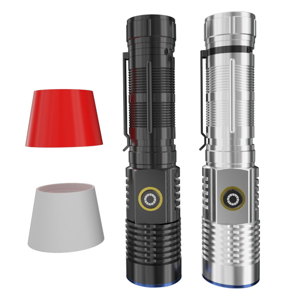 Nueva linterna láser blanco USB recargable telescópica zoom linterna cola con fuerte magnético con pantalla de gancho