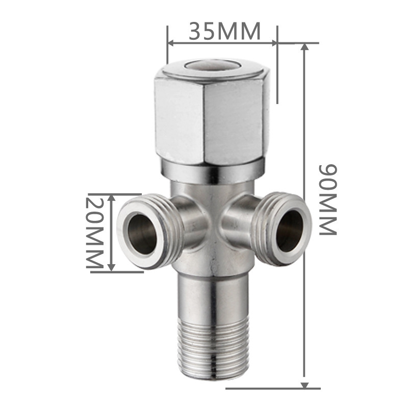 304ステンレス鋼製三角バルブ、1入口2出口アングルバルブ、1入口2出口給湯器、大流量4点スイッチ|undefined