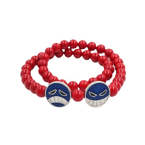 One Piece anime peripherals: Fire Fist Ace, same resin necklace with smiling face and crying face, double-sided rotating cos pendant