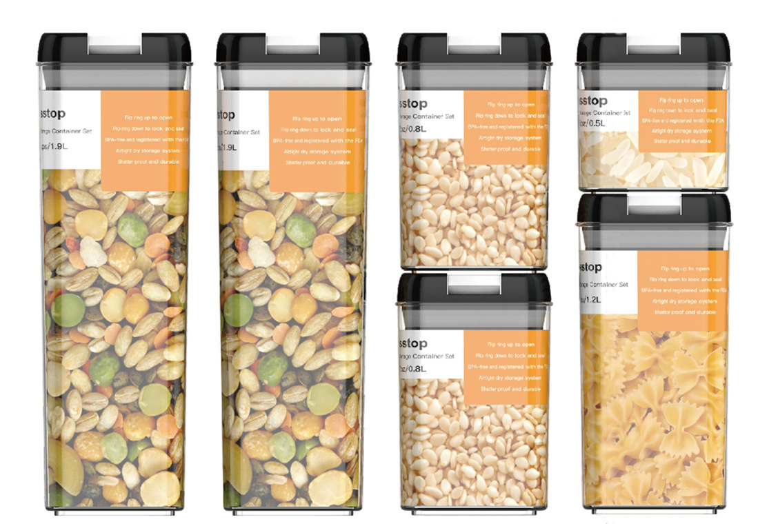 Large Six-Piece Transparent Sealed Kitchen Grain Sealed Jar Nut Storage Container Freshness Preserving Five Grains Dry Goods Storage Box