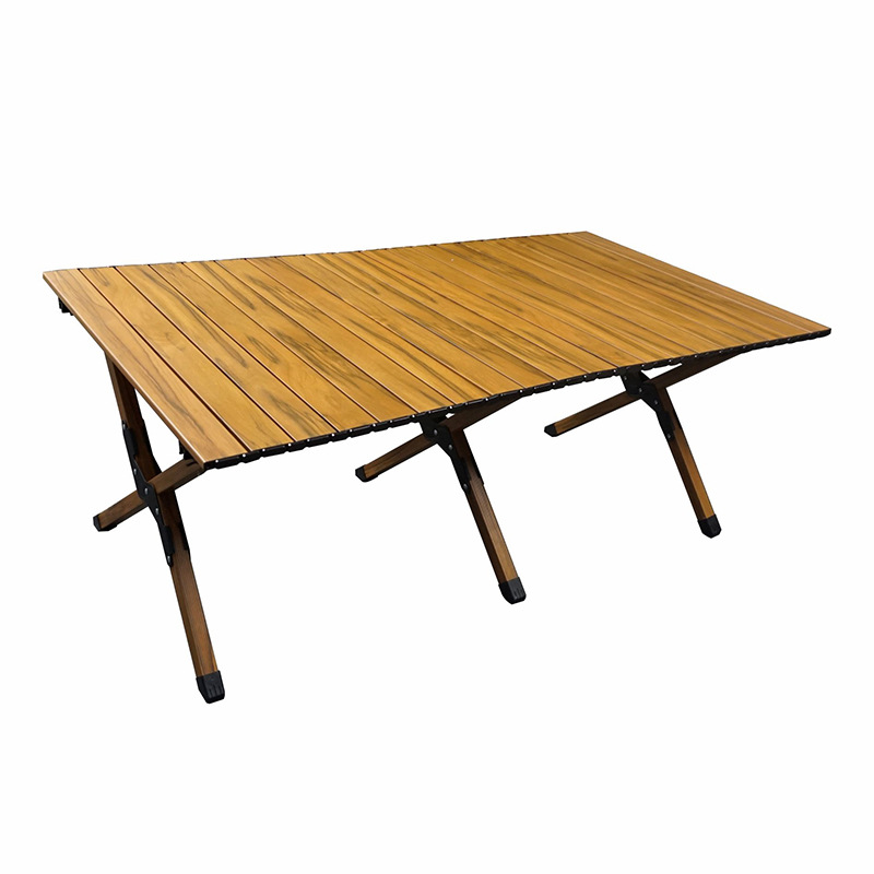 Fábrica al aire libre mesa plegable de aleación de aluminio mesa de camping mesa de picnic y silla traje plegable portátil grano de madera mesa de rollo de huevo