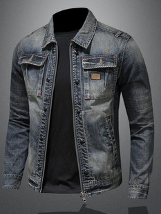 Special offer free shipping European and American water washing, old retro classic denim jacket men's young street handsome outer jacket lapel