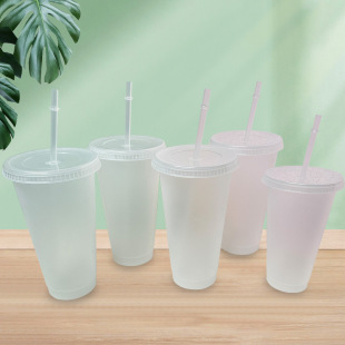 Customized Water Cup, Transparent Straw Cup, Plastic Water Cup, Portable Plastic Straw Cup, Plastic Cup with Straw, Manufacturer Wholesale