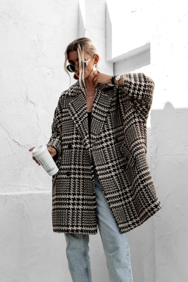 Women's Autumn Winter Woolen Plaid Coat Thickened Warm Overcoat_voghion.com