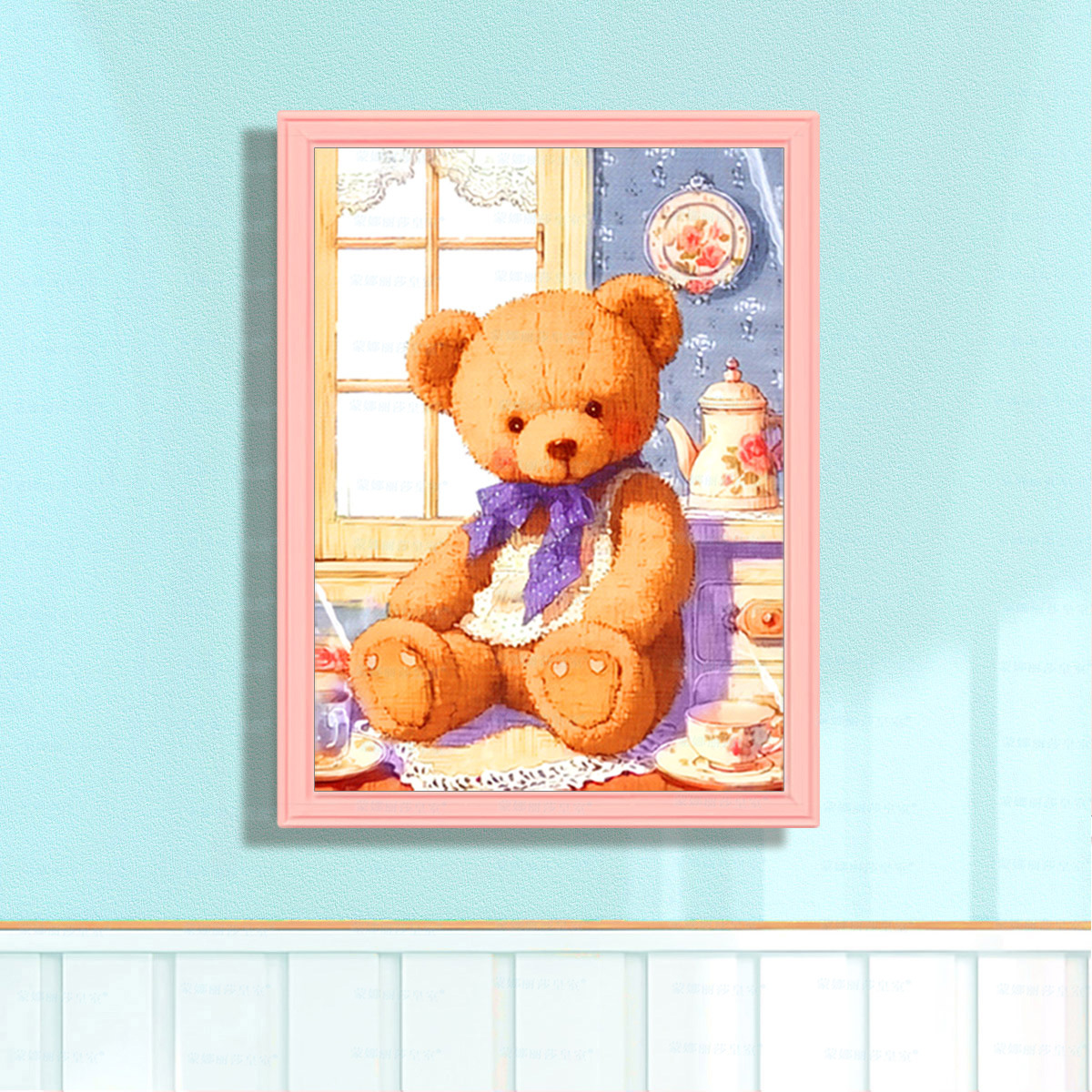 Mona Lisa cruz real oso en el armario curar animales lindos piezas de salón bordadas a mano image 2