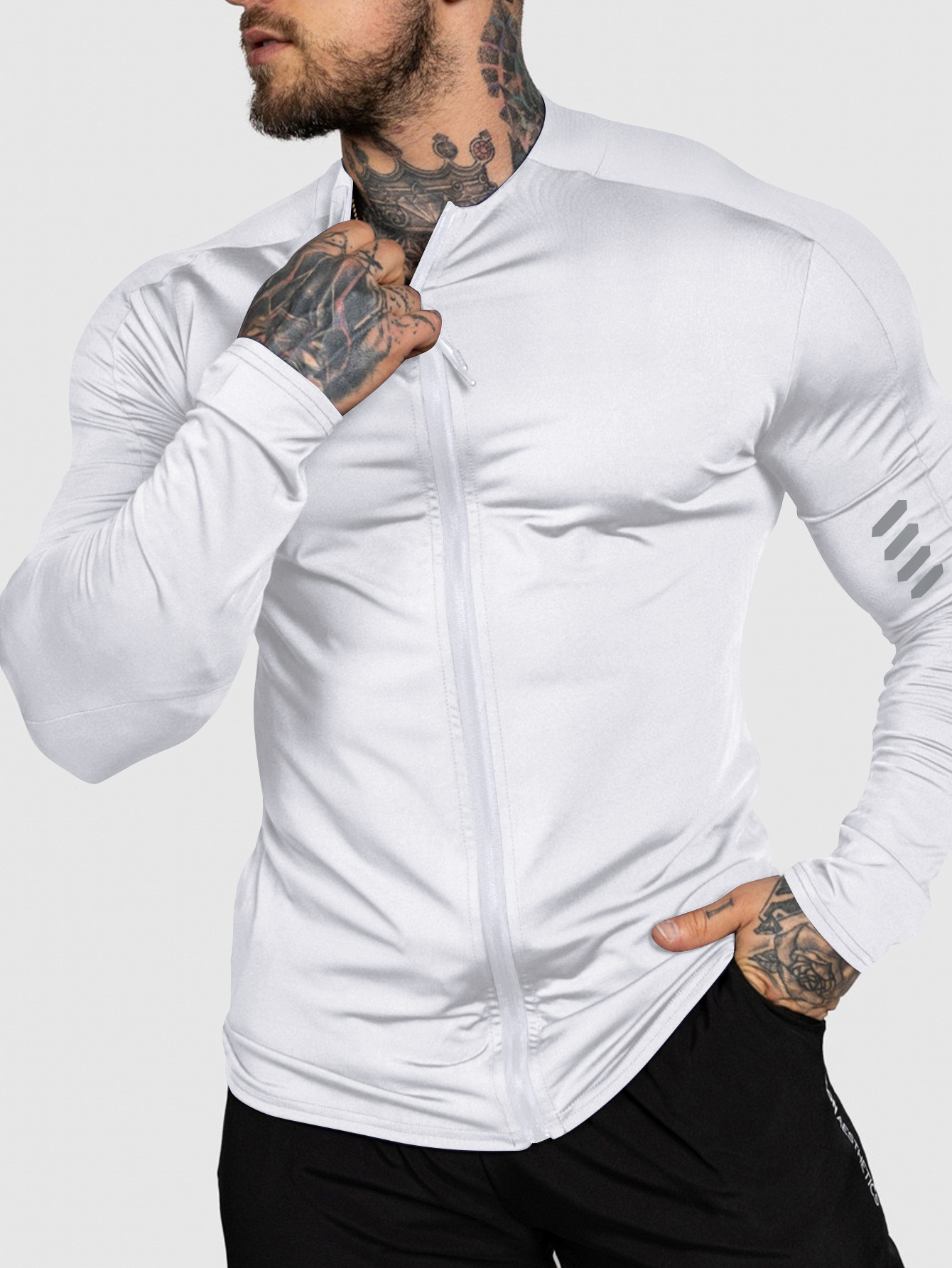 Men's Quick Drying Long Sleeve Cardigan Jacket Slim Fit Stretch Sports Fitness Base Layer Training Running Top Trendy Autumn_viptrois.com