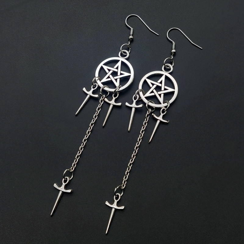 16g Weight Drop Earrings Classification Gothic Retro Pentagram Cross Alloy Plating Women's Drop Earrings