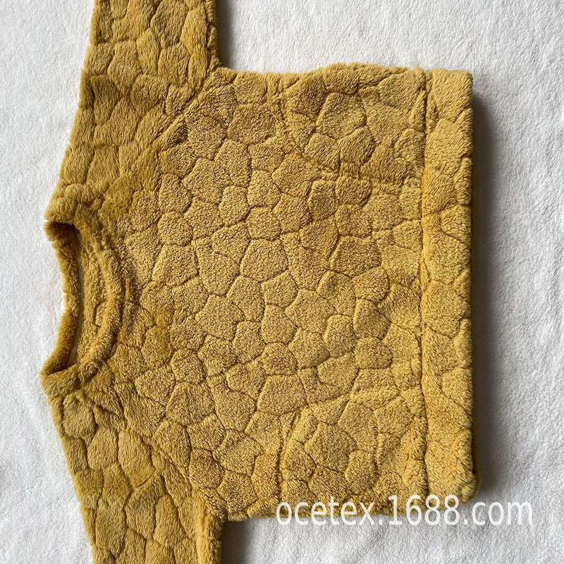 厂家供应床上用品面料提花舒棉绒秋冬家居服睡衣面料提花北极绒布