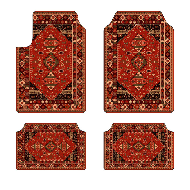 Cross-Border Bohemian Car Floor Mats for Main and Passenger Front and Rear Floor Mats Amazon Temu Dropshipping Wholesale Foot Mats