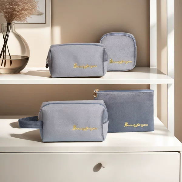 Customized Logo Travel Cosmetics Cosmetics Bag Portable Letter Makeup Brush Embroider Lipstick Bag Essential Oil Cosmetics Bag for Women
