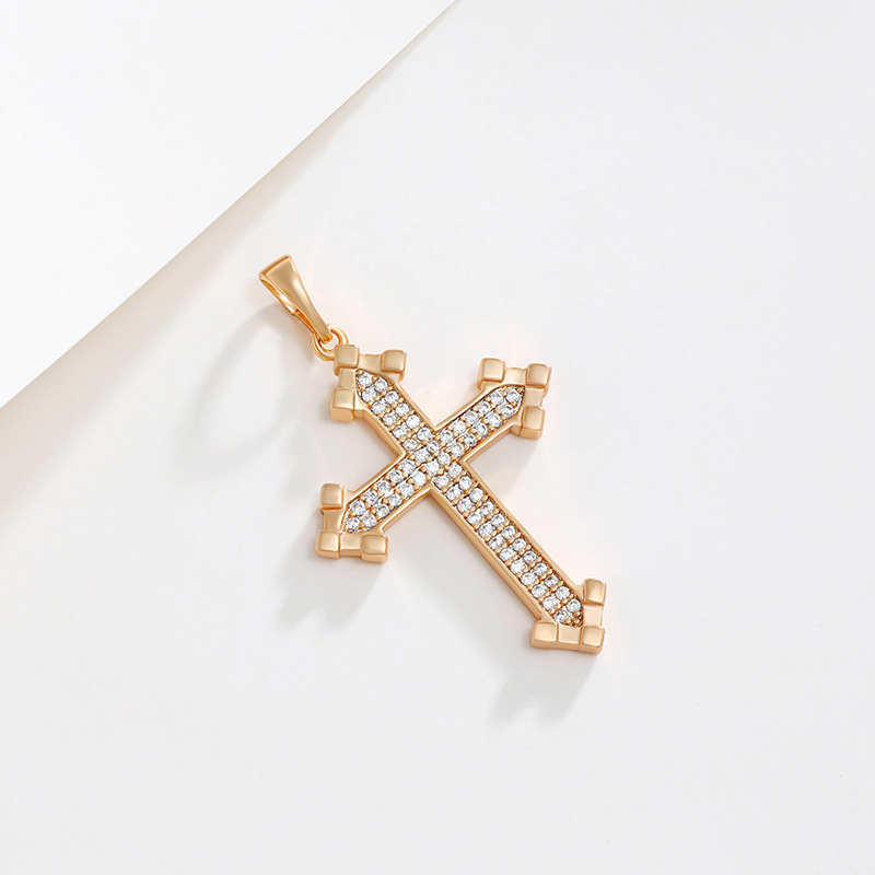Joyería Xuping micro incrustado con colgante de cruz de circonio para mujeres lujo ligero personalidad simple collar accesorios de collar de viento frío para hombres