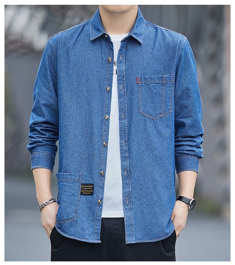 Herren Denim Hemdjacke Aus Baumwolle Für Frühling Und Herbst_voghion.com
