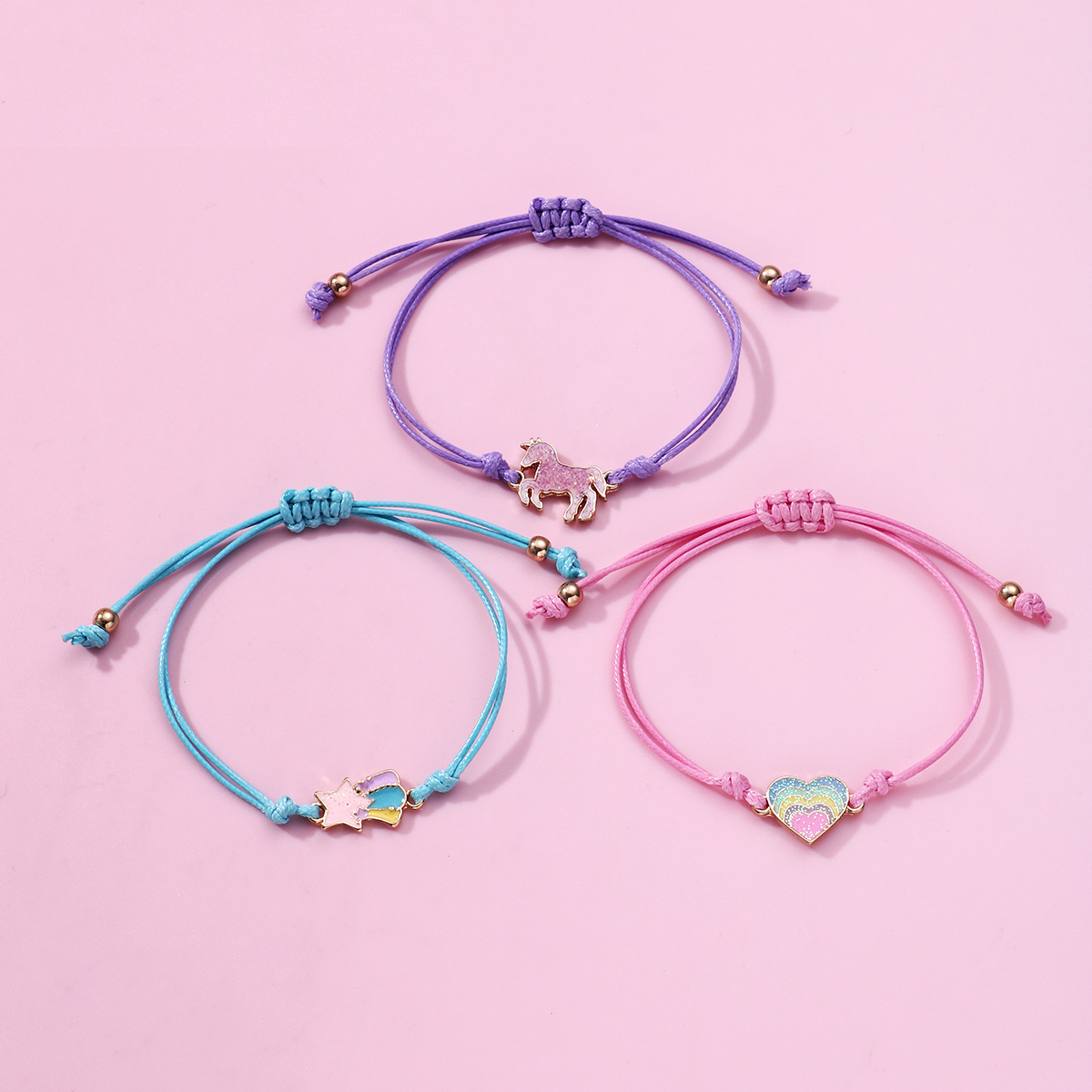 Daily Occasion Cute Star Heart Shape Alloy Rope Enamel Kid'S Bracelets