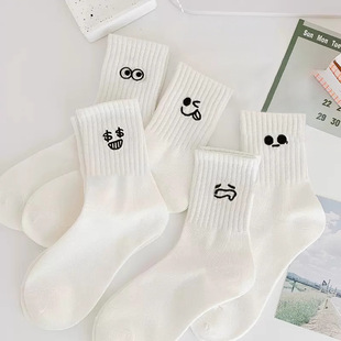 Socks Women's Mid-length Stockings Autumn Ins Trendy Japanese-style Cartoon Sports Outwear Internet Celebrity Couple's Stockings for Men and Women Spring and Autumn