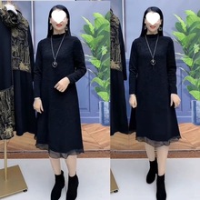 秋冬长袖连衣裙2025新款A版宽松遮肚妈妈外穿裙百搭显瘦打底裙子