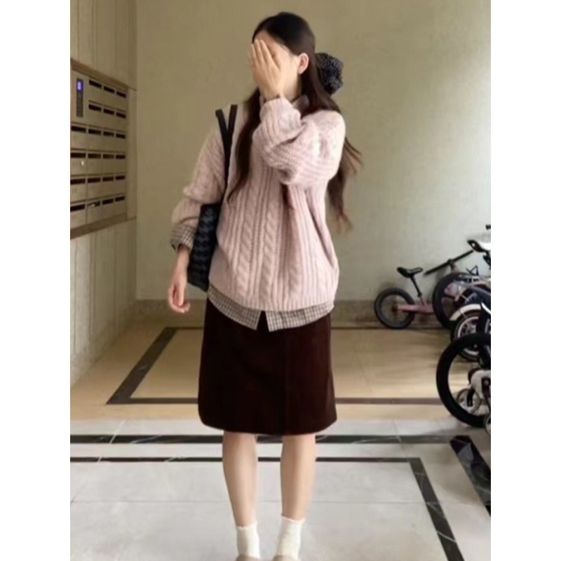韩系宽松慵懒风粉色麻花针织毛衣女秋季漂亮温柔气质休闲上衣2025|undefined