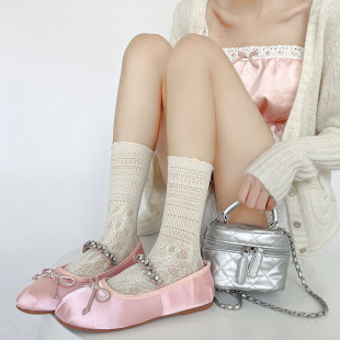 Summer Pure Desire Style Milk White Lace Shoe Socks Children's Ear Edge jk Lolita Heap Mid-length Net Socks