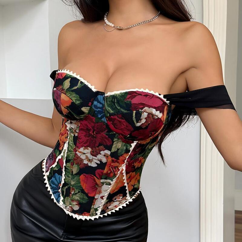 Cross-Border Export Women's Clothing New Niche Retro French Jacquard Palace Style Wrapped Chest Fishbone Chest Cotton Vest 71097 Cross-Border Export Women's Clothing New Niche Retro French Jacquard Palace Style Wrapped Chest Fishbone Chest Cotton Vest 71097