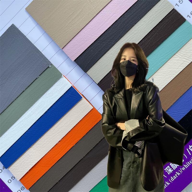 0.7mm复古肤感柔软皮毛一体树皮纹PU服装皮革皮衣皮裙软包人造革