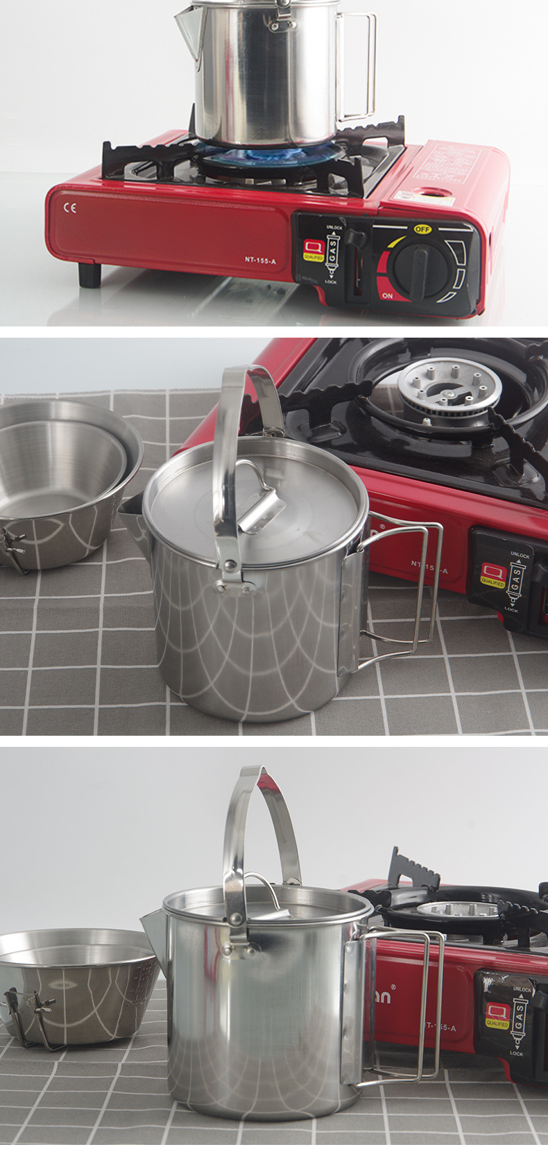 秋日露营烧水壶吊锅