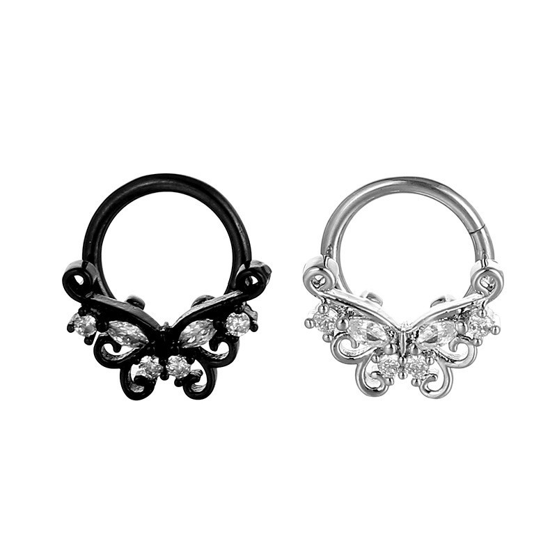 Piercing naso a farfalla in zircone e rame per donna_voghion.com