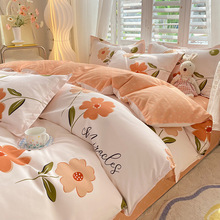 ins风磨毛面料加厚款植物羊绒四件套三件套活动礼品学生宿舍批发~