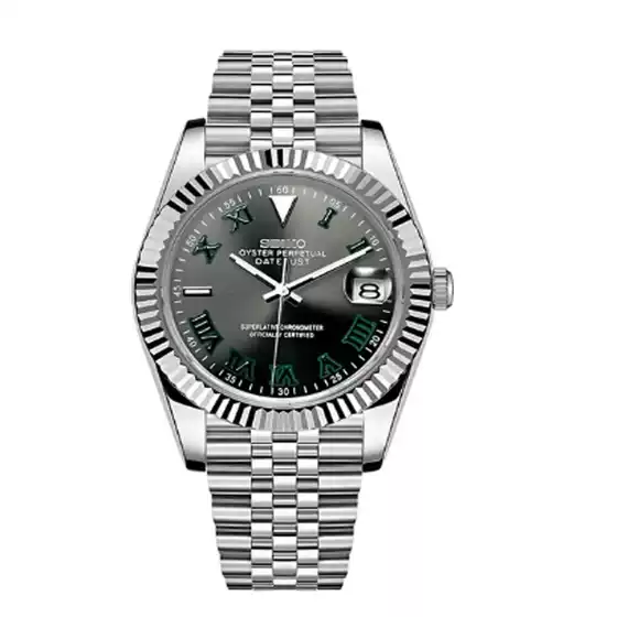 Watch Modification Roman Dial Face Day-Date Green Leaf Business Watch NH35 Japanese Movement 39mm 36mm