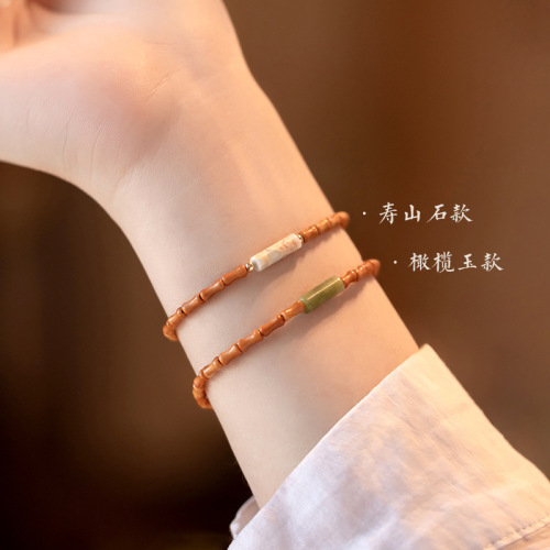 Ancient style olive stone cultural toy bracelet, high-end Mori girl bracelet, string bracelet, ethnic style jewelry, hand jewelry, internet celebrity