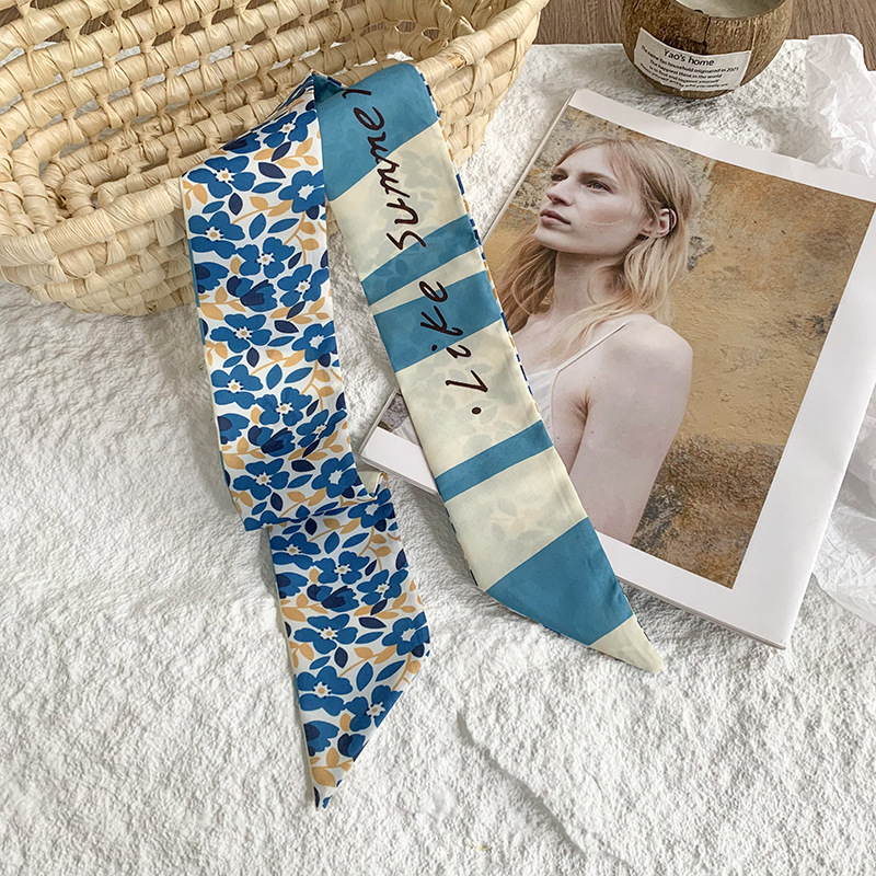 Nuevo estilo floral atado con serpentina primavera estilo fino camisa coreana bufanda de cinta decorativa temperamento de todo fósforo