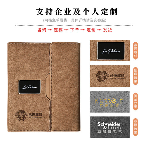 Wireless charging notepad customized with multi-function loose-leaf business office notebook gift box with printed LOGO
