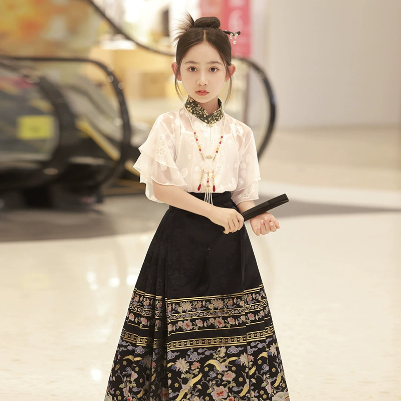 Летняя тонкая детская конская юбка из двух частей