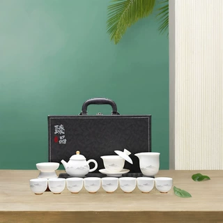 高档羊脂玉茶具套装礼盒装送人礼物商务公司年会节庆活动轻奢礼品